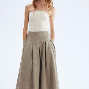 Chic Beige Melange Ankle Length A-Line Women's Skirt